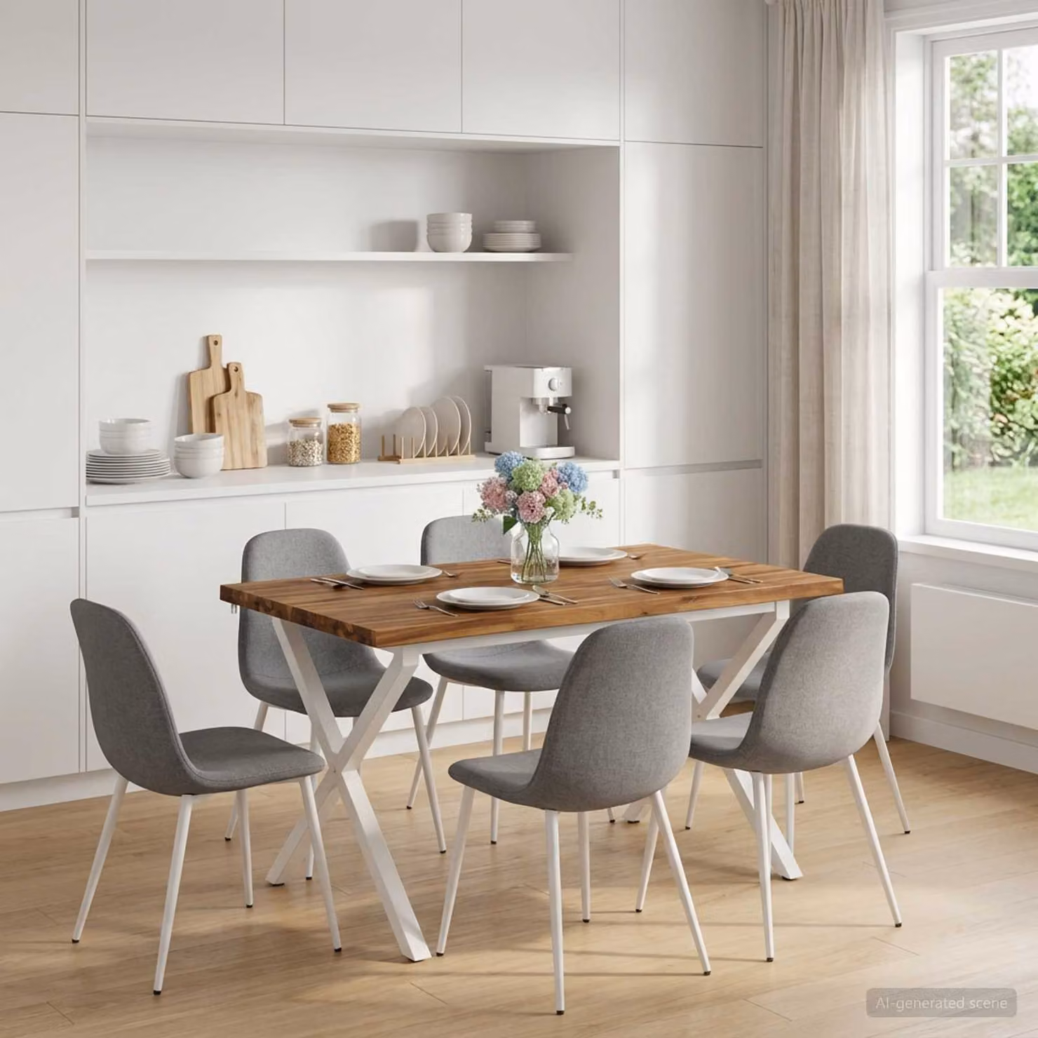 vidaXL 90 x 55 x 75 cm Legno di Acacia Massello Naturale e Bianco