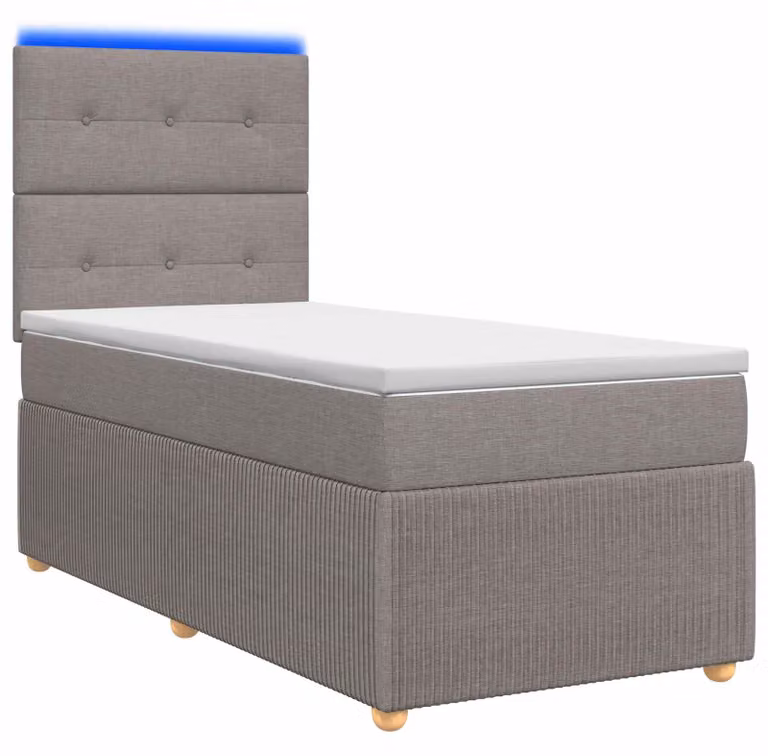 Letto boxspring LED con materasso Taupe 80 x 200 cm Tessuto