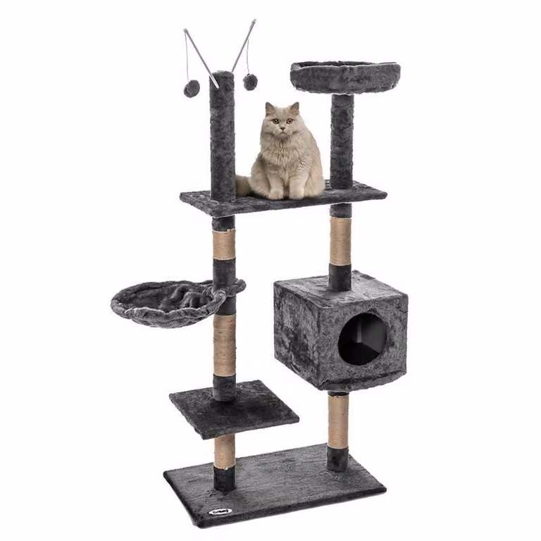 Tiragraffi per gatti Albero per gatti 150 cm Albero da gioco Albero da arrampicata per gatti Grigio
