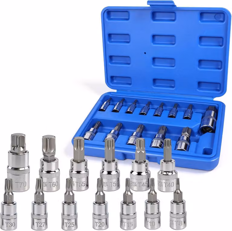 Set di chiavi Torx, 13 pezzi, da T8 a T70, attacco da 1/2 pollice, in acciaio CR-V, per riparazioni