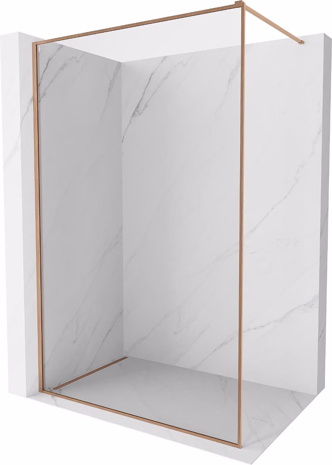 Mexen Kioto-F parete doccia Walk-in con cornice 160 x 202 cm, trasparente 8 mm, rame spazzolato - 800-160-104-65-00
