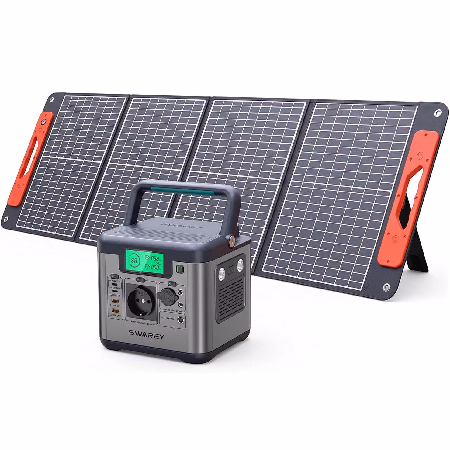 Portatile 550W(1100W picco) Stazione di ricarica solare con pannello solare 100W,generatore solare 555Wh con ricarica rapida bidirezionale USB-C 140W