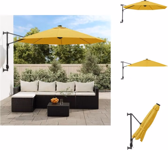 vidaXL Ombrellone da parete giallo, 290 cm - Ombrelloni e protezioni solari