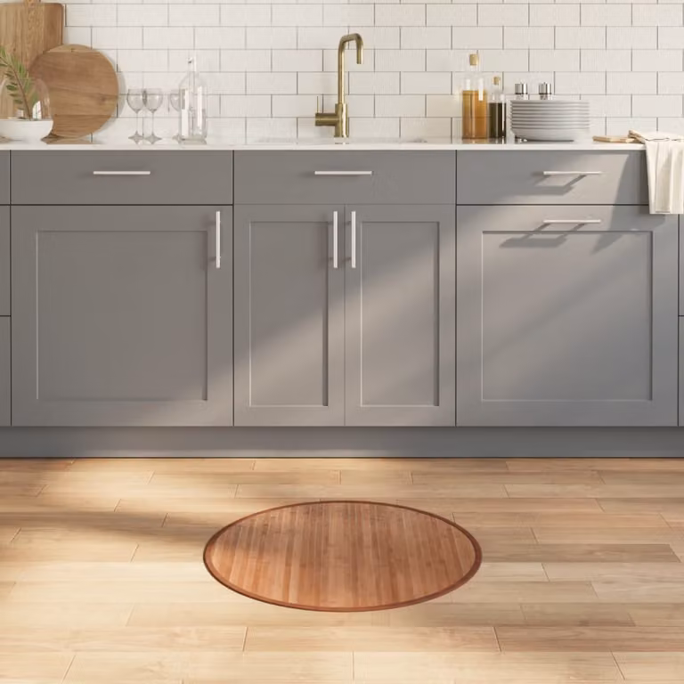 Tappeto rotondo moderno vidaXL in bambù e polipropilene, beige e marrone, Diametro: 60 cm