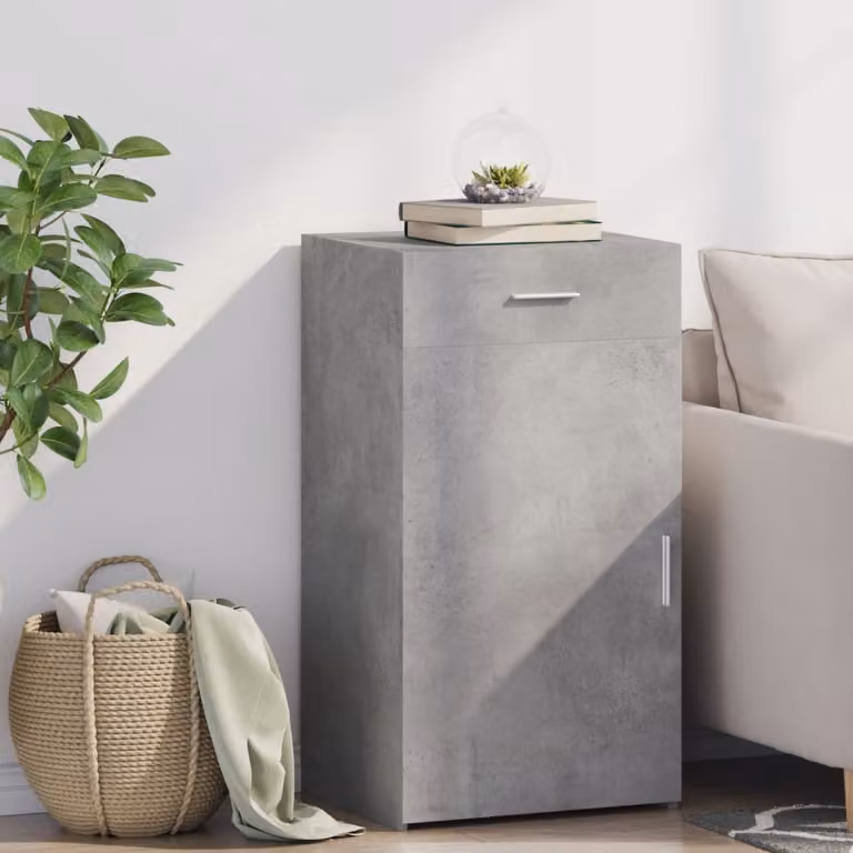 Credenza moderna vidaXL in legno multistrato grigio opaco, L 50 cm x P 42,5 cm x H 93 cm