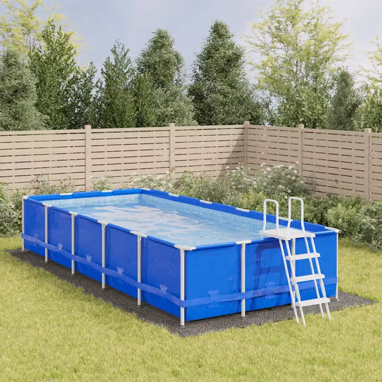 vidaXL Telo per Fondo Piscina Rettangolare in Poliestere, Grigio e Blu, L: 820 cm, P: 420 cm
