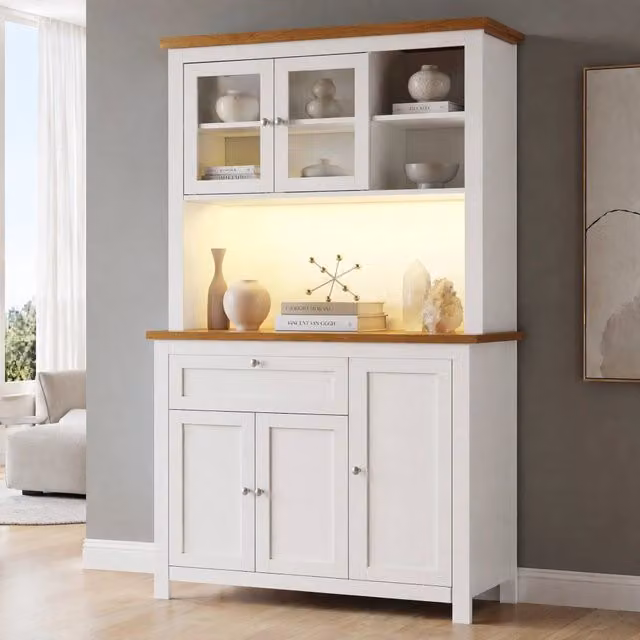 Armadio REDOM Bianco con Ante Scorrevoli e Illuminazione Integrata per Cucina o Soggiorno L/P/H: 104 x 40 x 180 cm