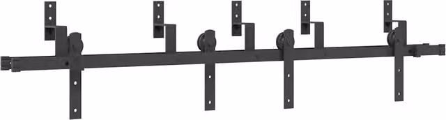 Kit di Binari per Porte Scorrevoli in Acciaio Inox Nero Opaco Lunghezza: 183 cm CFW6057181