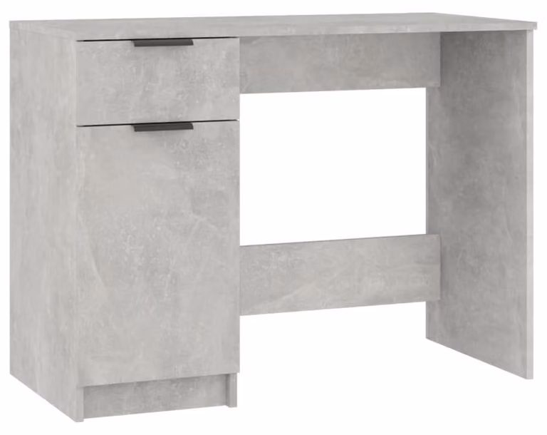 Solidchoice - Scrivania Bureau in Grigio Beton, 100 x 50 cm, con cassetto e scomparti