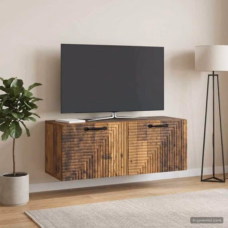 vidaXL Mobile Porta TV da Muro Moderno in Legno Antico Marrone L: 78,5 cm, P: 31 cm, H: 30 cm