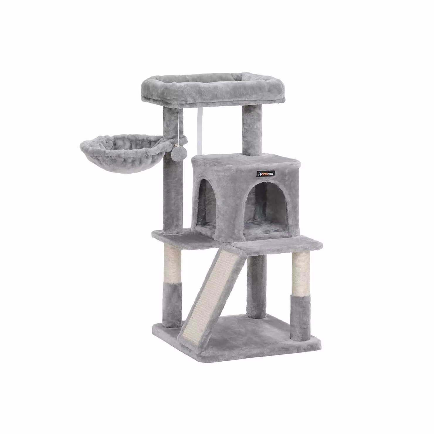 In And OutdoorMatch Tiragraffi per gatti Creola - Grigio - Morbida amaca a cesto per gatti - Gioco per gatti - Adatto a gattini piccoli - 48 x 48 x 96 cm