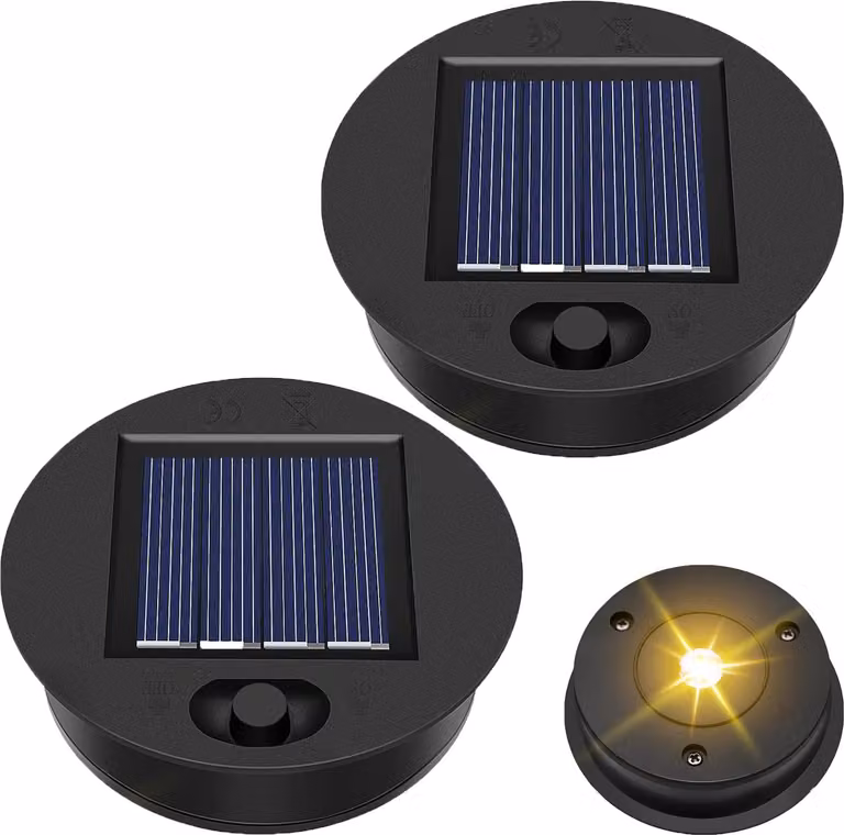 2 luci solari di ricambio, diametro 7 cm, impermeabili, con LED