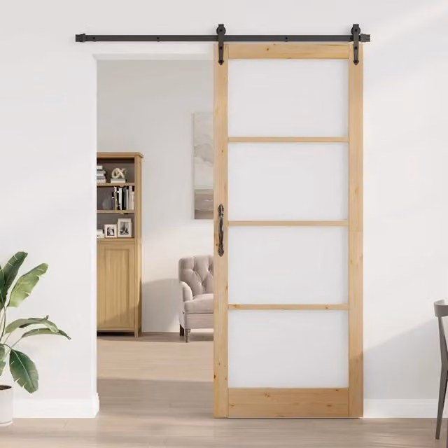 Porta Interna Moderna vidaXL in Legno e Vetro Marrone L: 93 cm, H: 232 cm