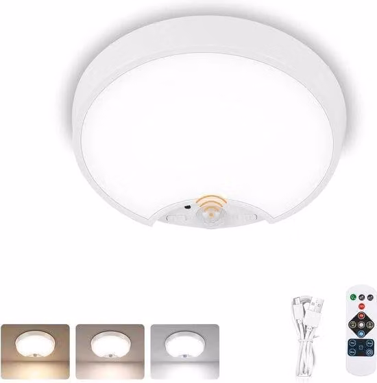 Plafoniera rotonda dimmerabile 200 lm 6500 K 3 modalità, alimentazione a batteria