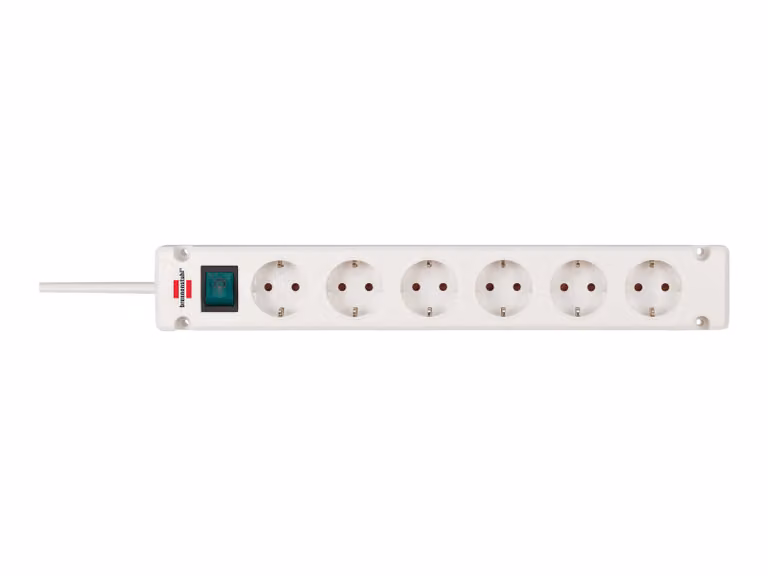 brennenstuhl® 1150650326 Presa di corrente silenziosa Bremounta - 6 ganci, 3 m, bianco, con interruttore