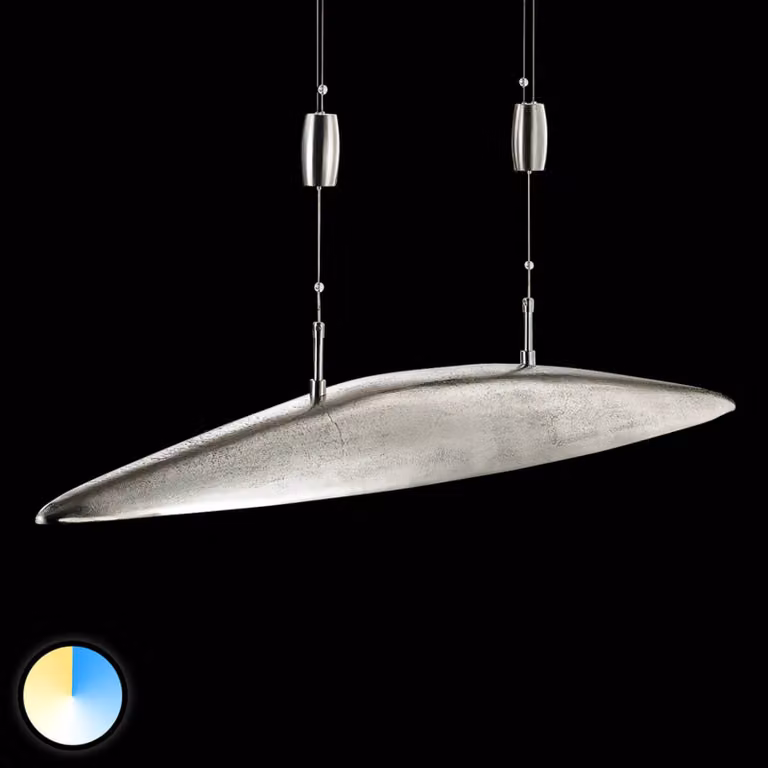 FISCHER & HONSEL Lampada LED a sospensione Shine colore regolabile SHINE, dimmerabile, Alluminio / Grigio / Zincato, Soggiorno / Sala da pranzo, Alluminio, Moderno