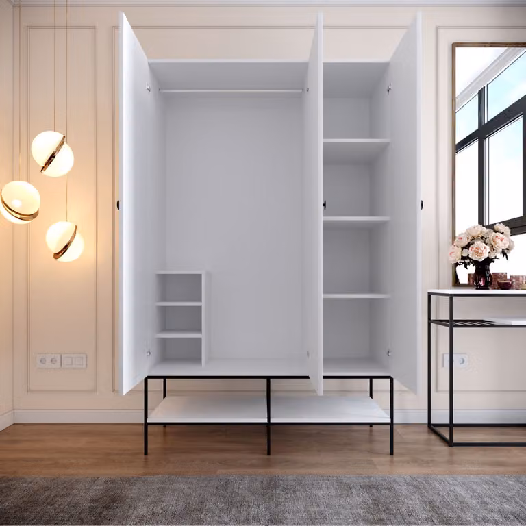Skye Decor, Martin 3 - Bianco, armadio, bianco, 100% pannelli di particelle rivestiti in melamina, 126 x 50 x 200 cm