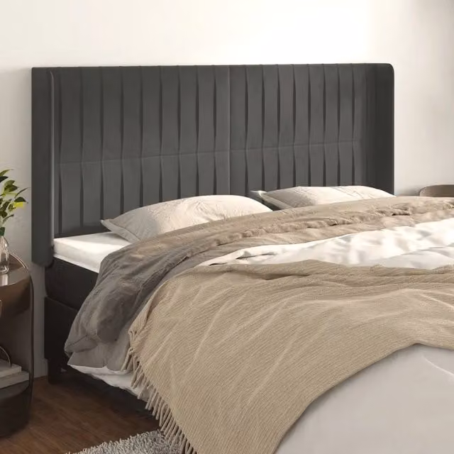 Testiera con Orecchie Design Mania in Velluto Grigio L: 163 cm, P: 16 cm, H: 118-128 cm – 1