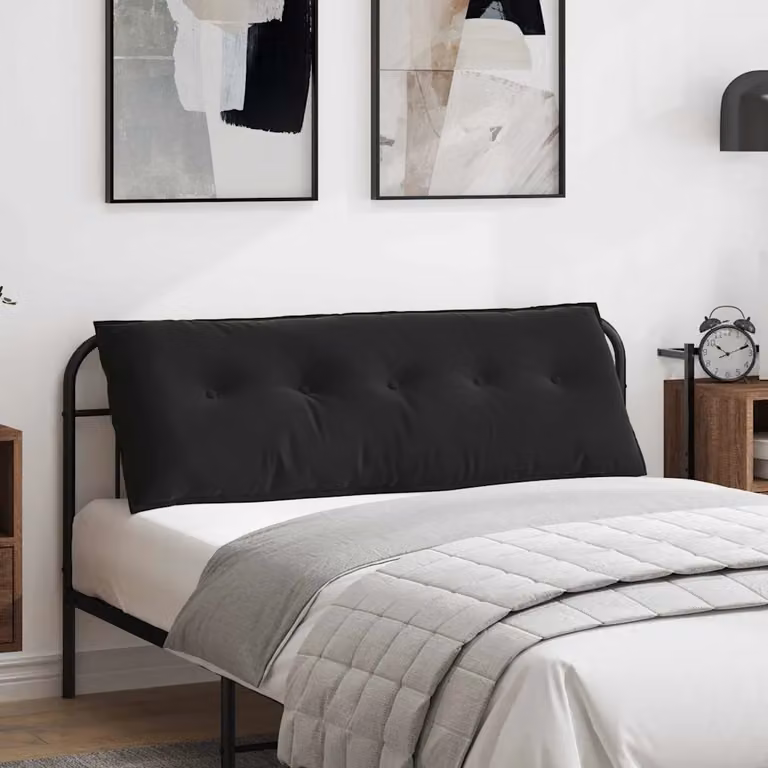 vidaXL Cuscino per Schiena Nero in Tessuto di Velluto a Costine L: 140 cm, P: 50 cm