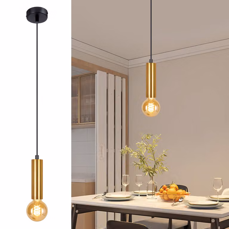ZMH lampada a sospensione tavolo da pranzo 1 fiamma luce a sospensione - lampada a sospensione E27 nero oro comodino lampada comodino sala da pranzo appeso industriale cucina lampada in metallo per camera da letto corridoio