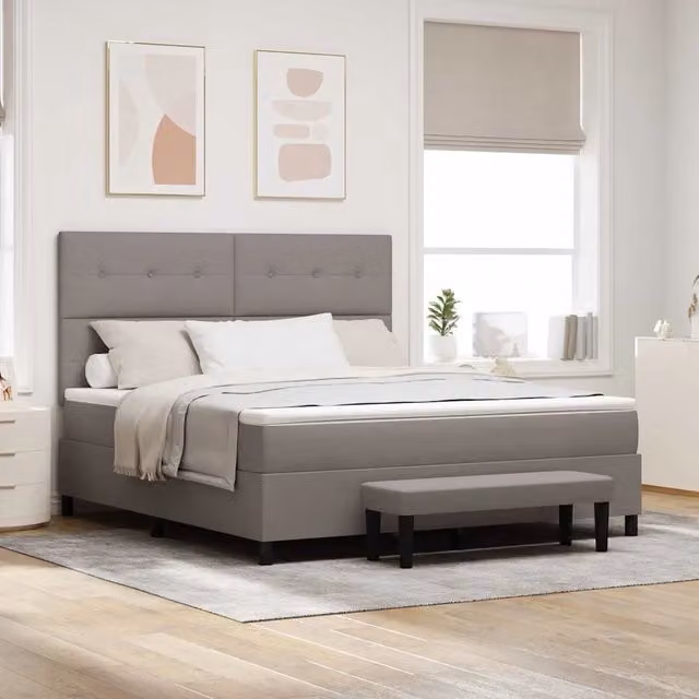 Letto ibrido con molle a tasche e testiera Talpa vidaXL in tessuto beige o grigio L/P: 180 x 200 cm – 1