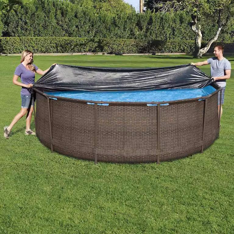 Copertura per piscina Bestway Flowclear rotonda in PVC antracite e nero, diametro 366 cm