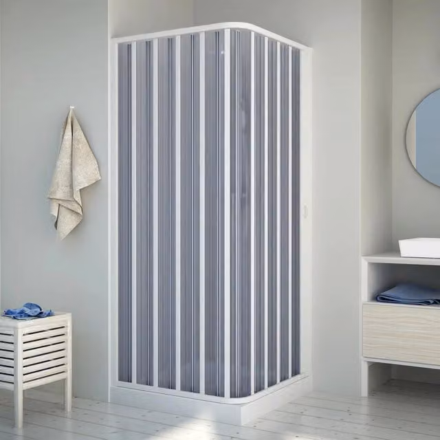 Box Doccia Laterale Energy FORTE in PVC Quadrato, H 185 cm x L 70 cm x P 70 cm, Bianco e Blu