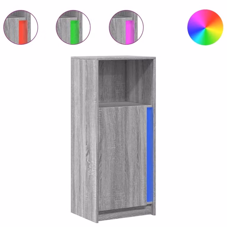 Credenza con LED Grigio Sonoma 42,5x34x100 cm Legno Multistrato