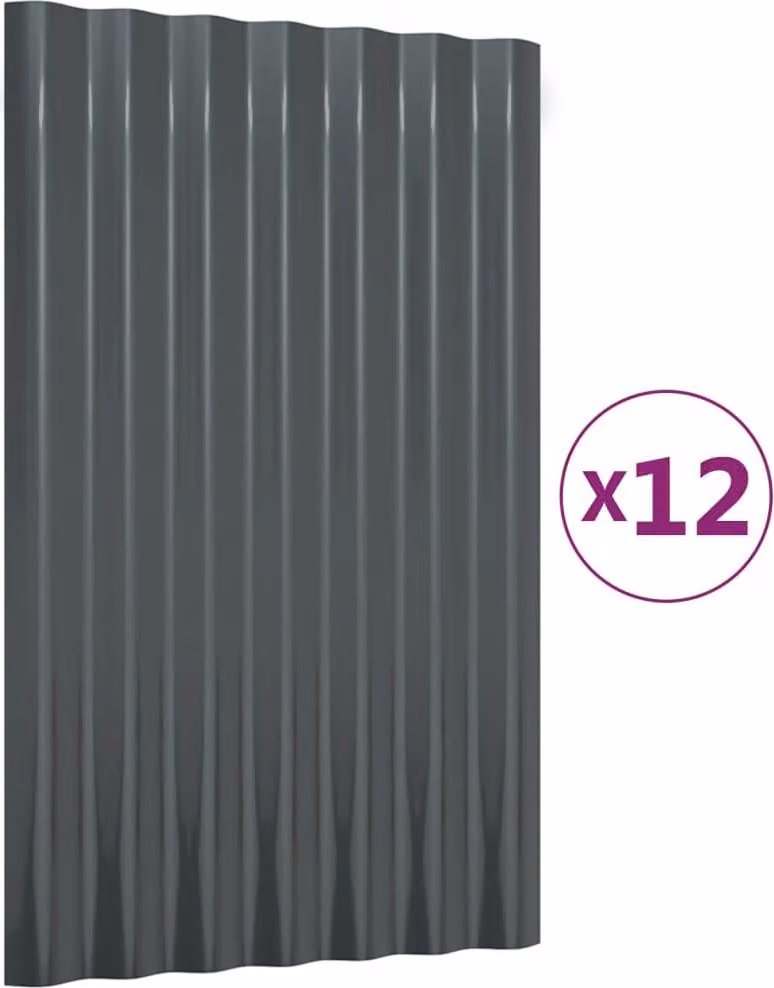 Pannelli Tetto 12 pz Acciaio Zincato Antracite 60x36