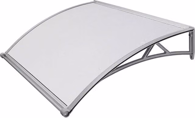 Pensilina Tettoia Ranieri in Policarbonato Satinato Opalino con Sgocciolatoio L: 140 cm, P: 90 cm