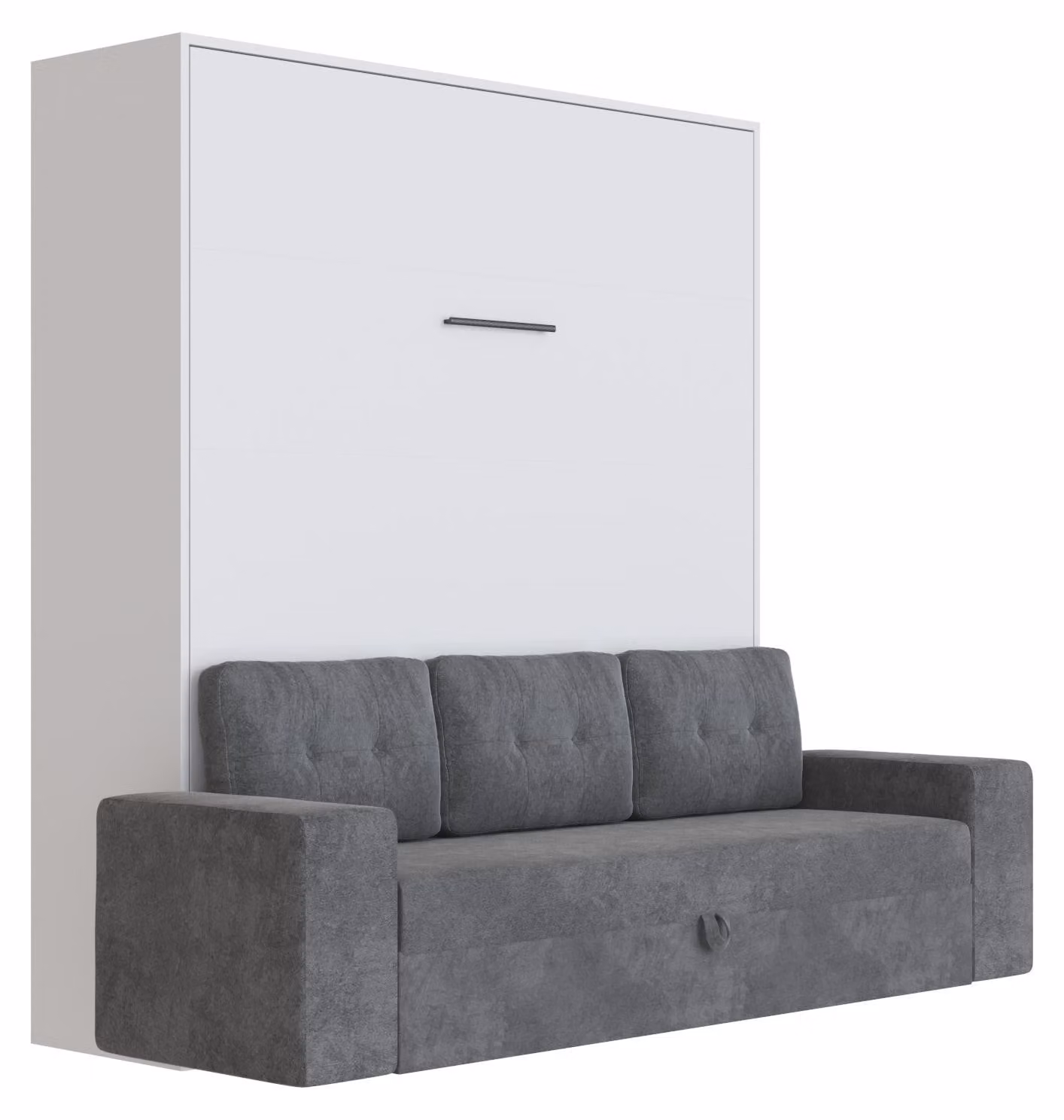 Letto a scomparsa M3 160x200 (profondità 55 cm) verticale Bianco con divano antracite