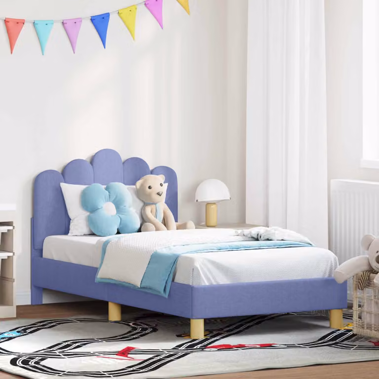 Struttura letto per bambini vidaXL con testata imbottita in tessuto blu, L 160 x P 80 x H 84 cm