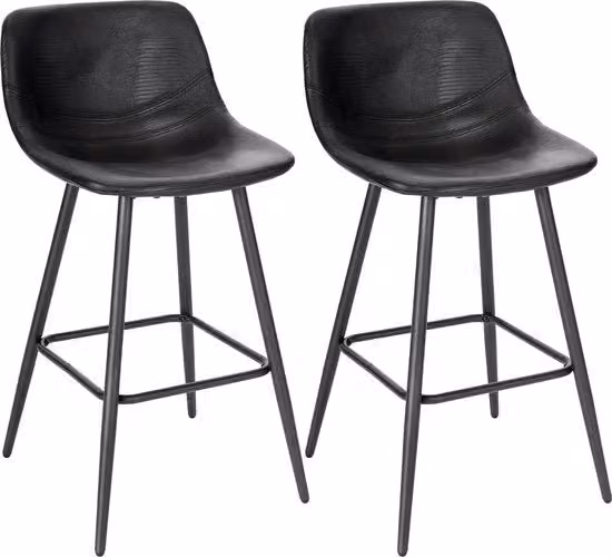 Set di 2 Sedie da Bagno - 2 Pezzi - Sedie da Bagno di Lusso - Con Schienale - Sedie da Bagno - Nero - Pelle Finta
