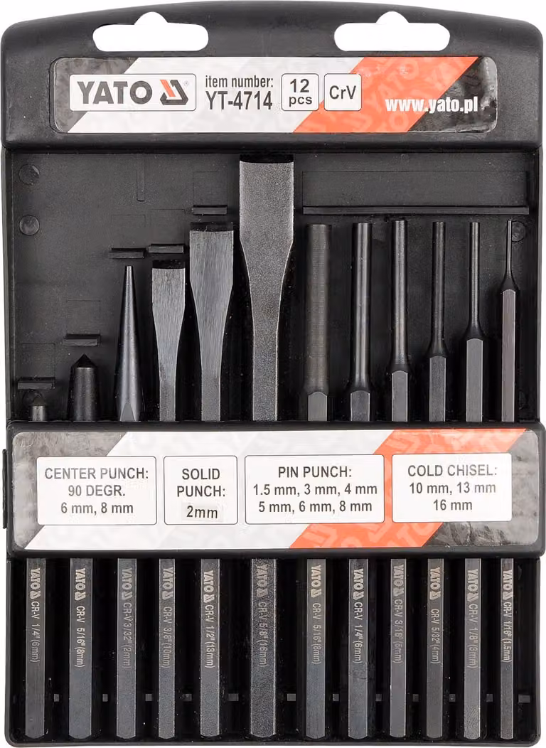 Yato Set di scalpelli, punte e punzoni 12Elem. 4714