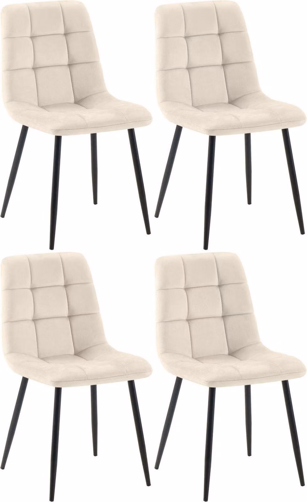 set di 4 sedie da pranzo - sedie da pranzo - posizione di seduta comoda, facile da pulire | Colore: crema | Materiale: morbido
