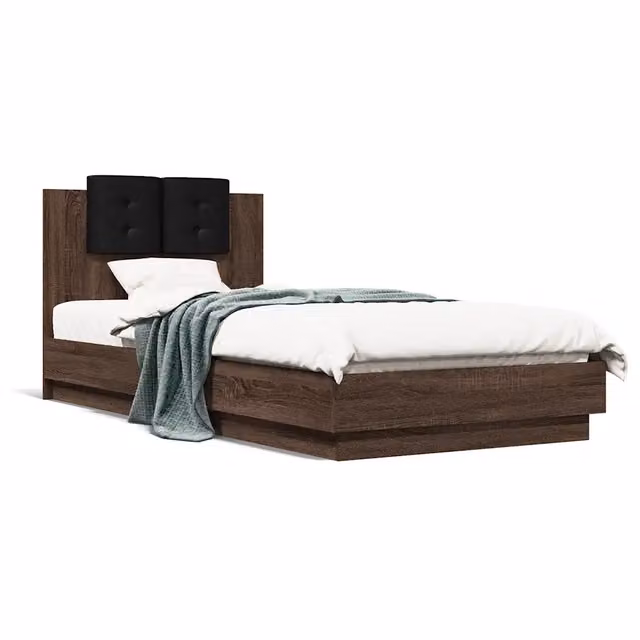 Letto con testiera vidaXL in legno rovere marrone e nero 90x200 cm
