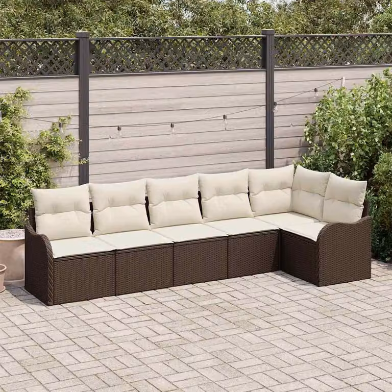 Maison Exclusive - Set Divano da Giardino 6 pcs Marrone polyrattan