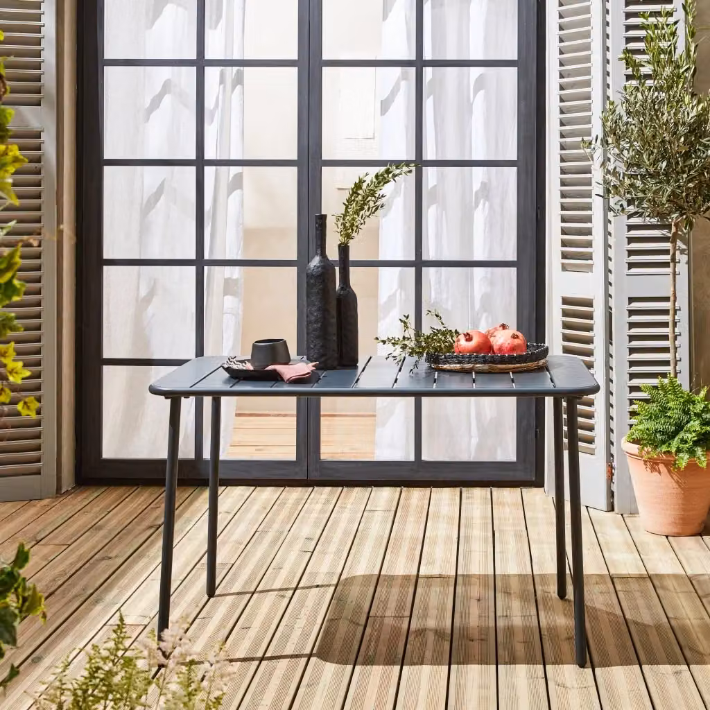 Tavolo da giardino rettangolare Sweeek in acciaio antracite opaco per esterni e balcone – 2