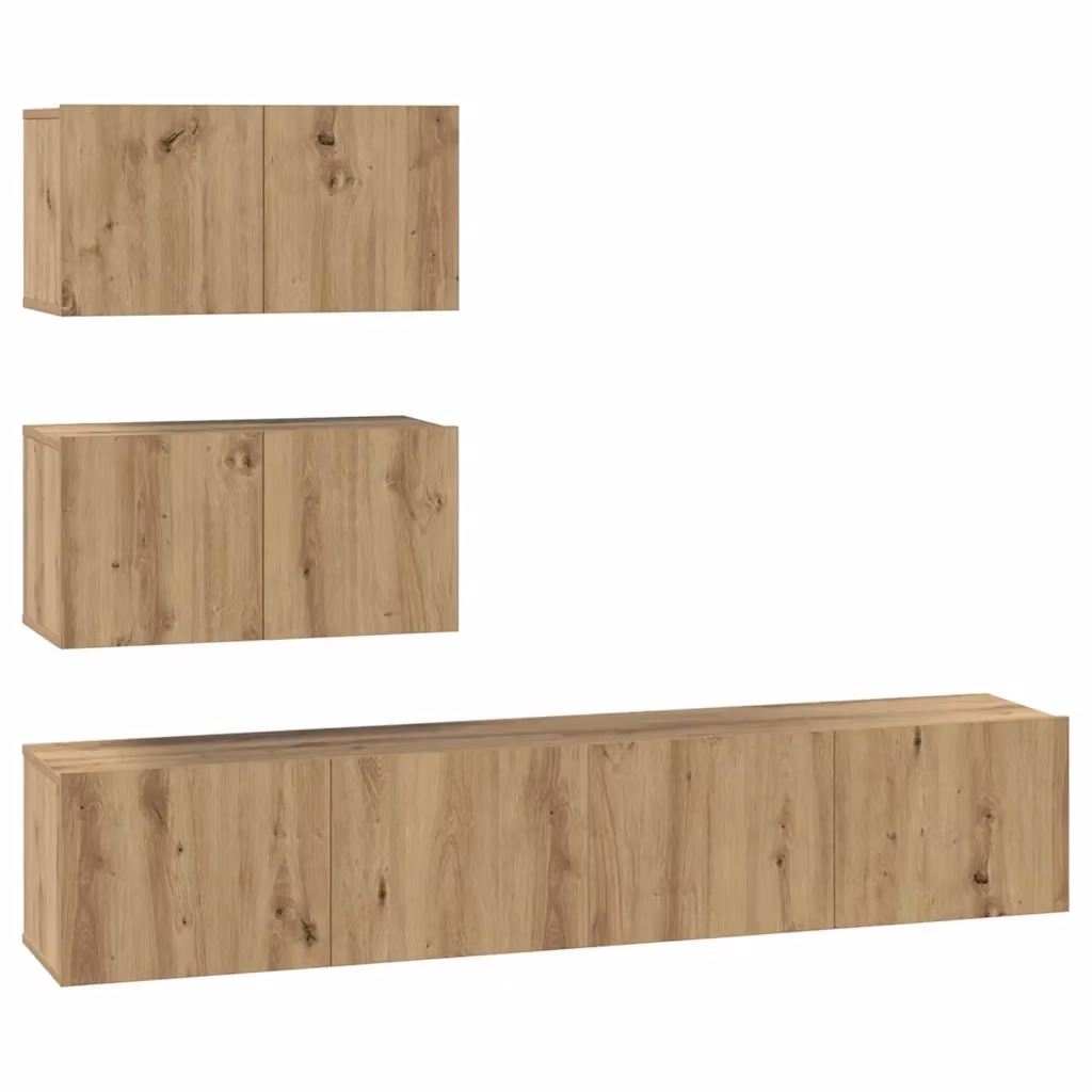 Set mobile TV moderno vidaXL in 4 pezzi color rovere, L/P/H: 80 x 30 x 30 cm – 2