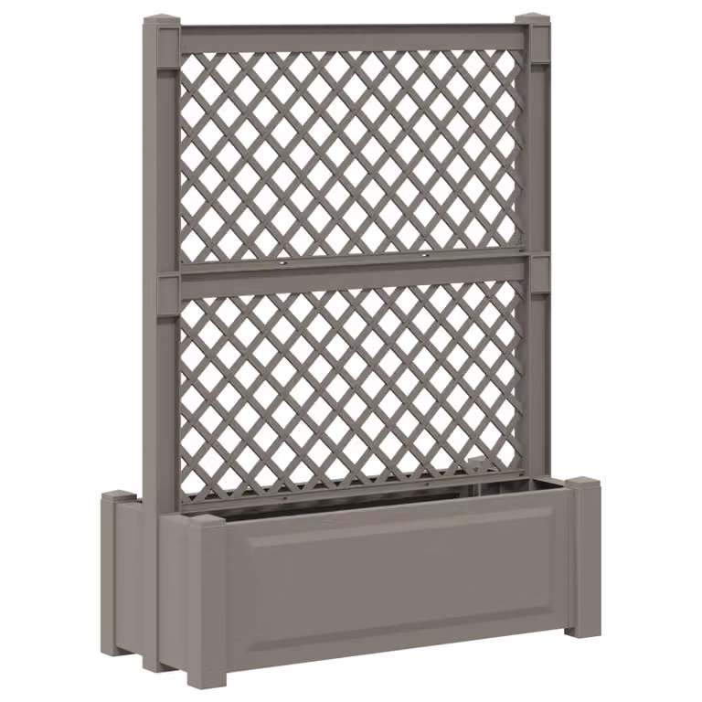 Grande vaso con trellis vidaXL in plastica Grigio L: 99,5 cm, P: 43 cm, H: 133,5 cm