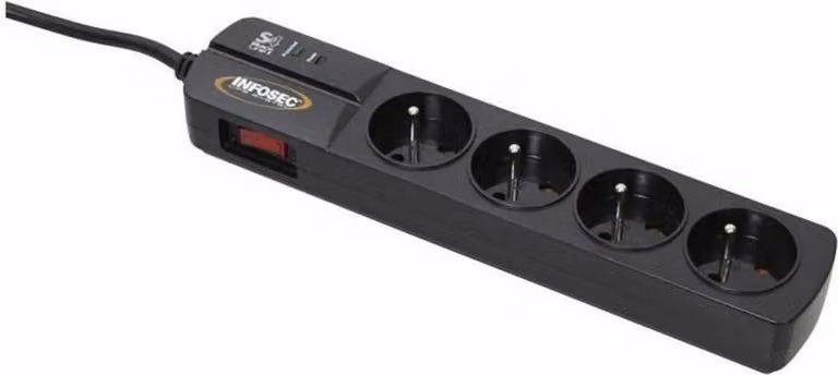 Infosec S4 Black Line II, 175 J, 4 uscite CA, tipo F, 250 V, 50 Hz, 10 A