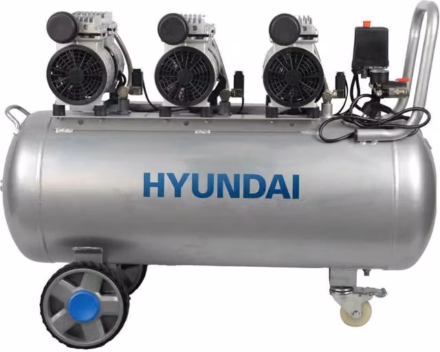 Compressore Aria Supersilenziato Hyundai 65704 da 100L Colore Argento