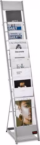 Espositore da terra VEVOR per brochure e riviste in metallo argento con 10 scomparti