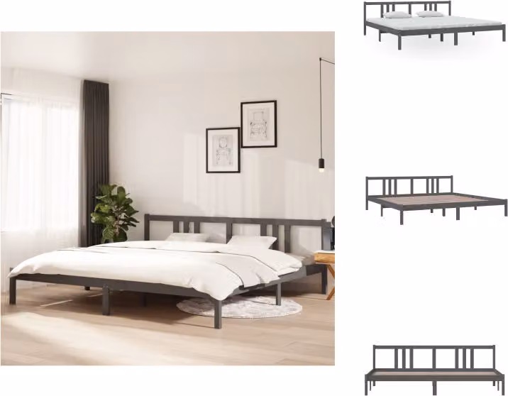 vidaXL Letto in legno massiccio grigio 200x200 cm - Letti e strutture letto