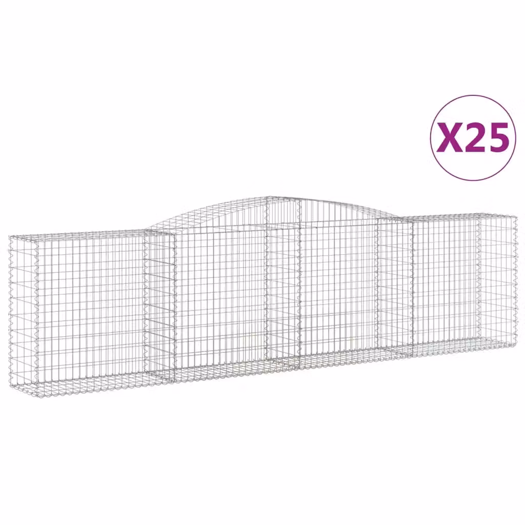 Set di 25 Cesti Gabbioni ad Arco Videx in Acciaio Zincato Grigio Argento L: 400 cm, P: 50 cm, H: 100/120 cm – 2