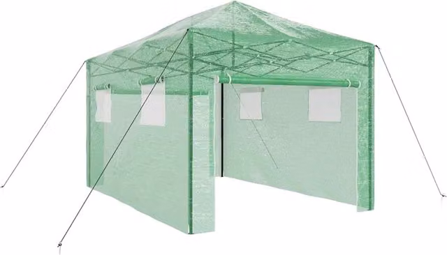 Serra da giardino pieghevole rettangolare moderna HELLOSHOP26 in ferro e plastica verde L: 290 cm, P: 430 cm, H: 315 cm