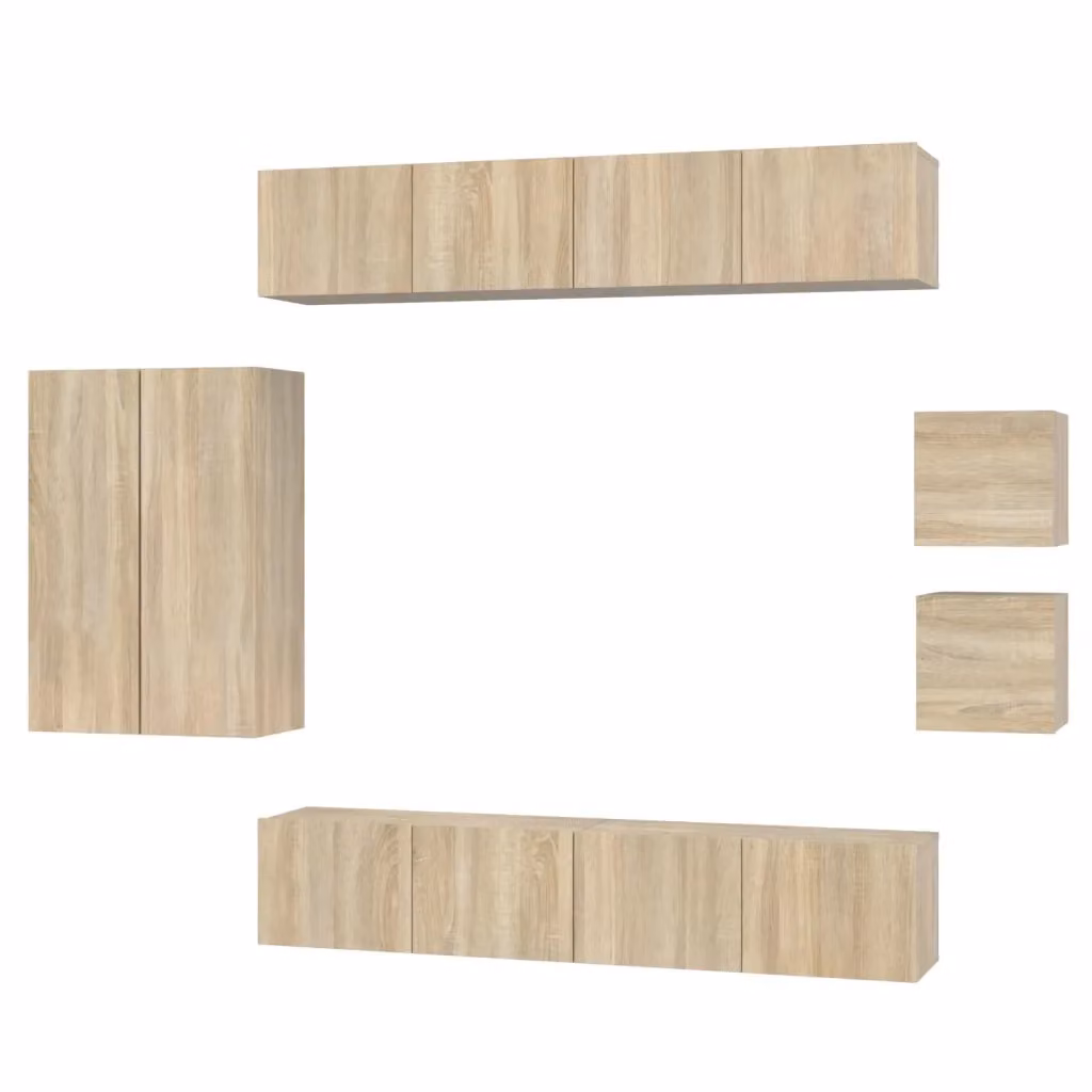 Set di mobili porta TV da 8 pezzi vidaXL in legno multistrato color rovere e beige per il tuo soggiorno – 2