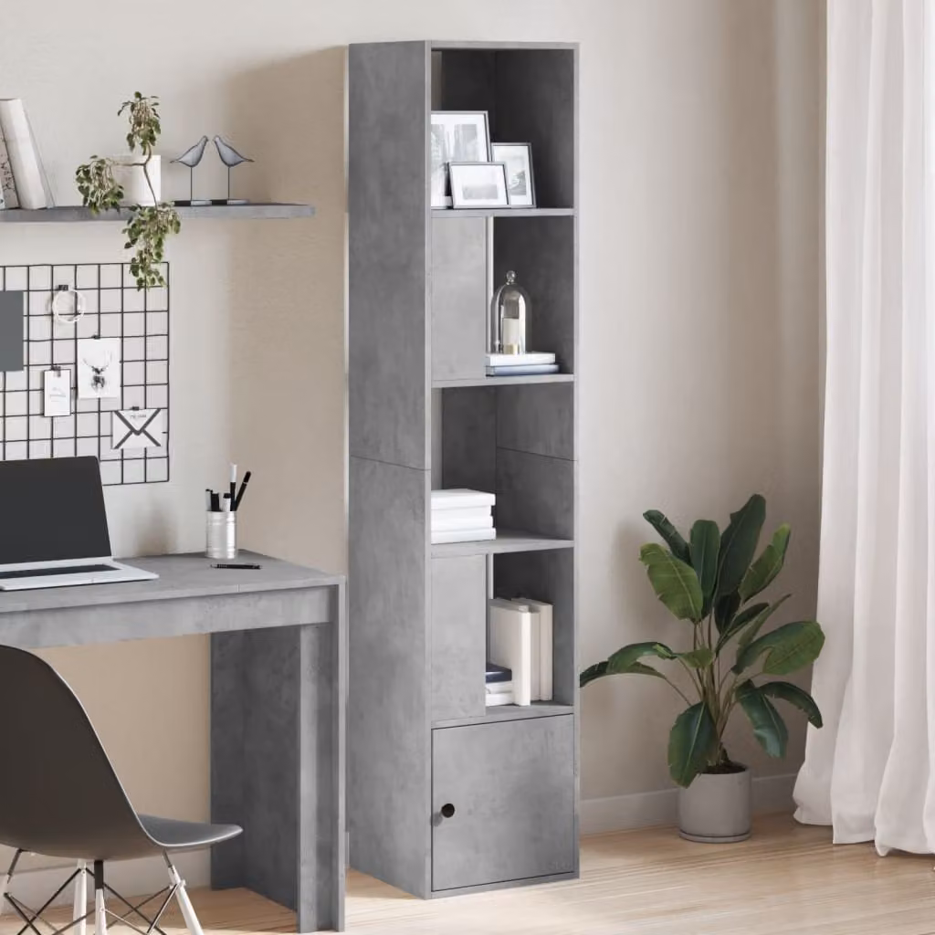 Libreria moderna vidaXL in legno grigio con pannello posteriore L: 40 cm, P: 20 cm, H: 189 cm