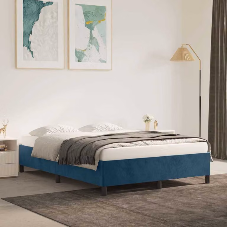 vidaXL Giroletto in Velluto Blu Senza Materasso L/P/H: 140 x 190 x 35 cm