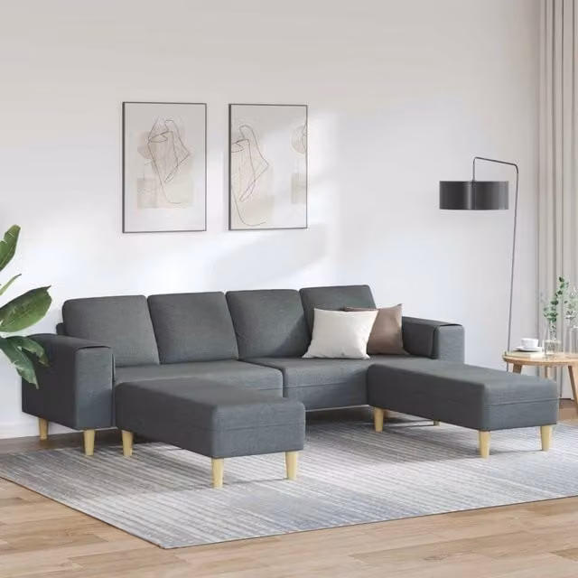 Divano per Soggiorno 3 pz Grigio scuro Poliestere 3335113